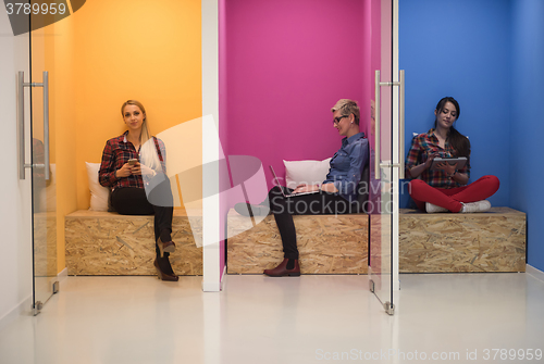 Image of group of business people in creative working  space