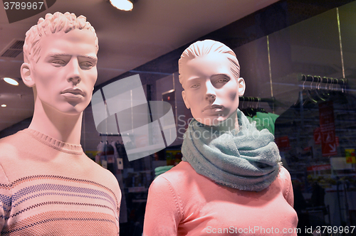 Image of A couple of dummies close-up in a supermarket