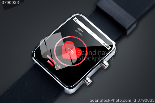 Image of close up of smart watch with pulsometer app