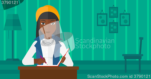 Image of Reporter with writing-pad.