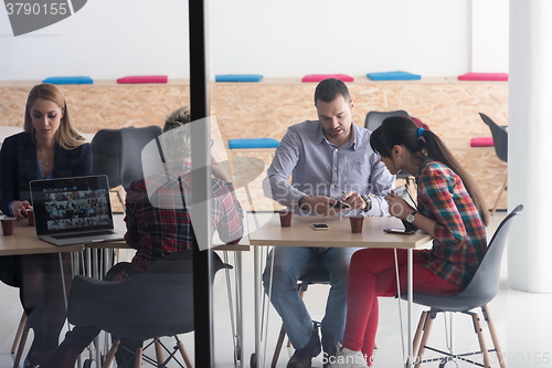 Image of startup business team on meeting at modern office