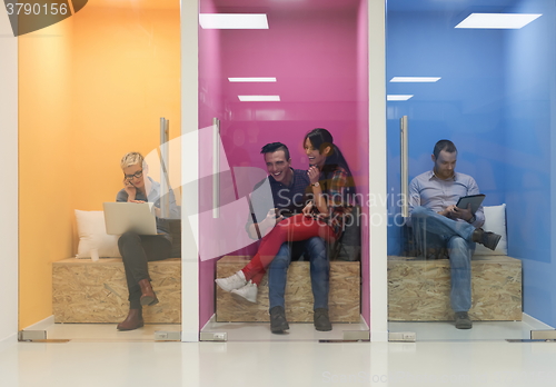 Image of group of business people in creative working  space