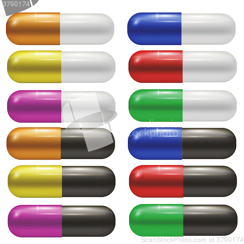 Image of Set of Colorful Pills