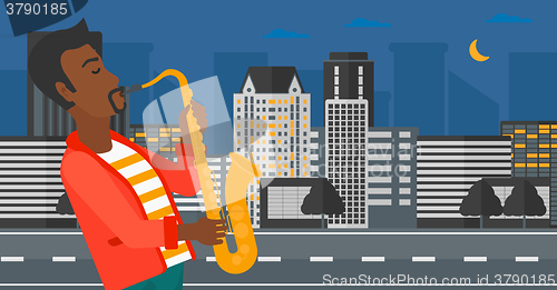 Image of Musician playing saxophone.