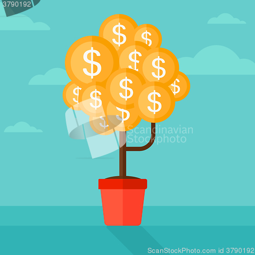 Image of Background of money tree with dollar coins.