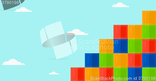 Image of Background of colorful cubes on blue sky