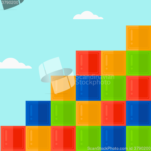 Image of Background of colorful cubes on blue sky