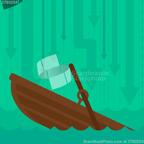Image of Background of sinking boat and arrows moving down.