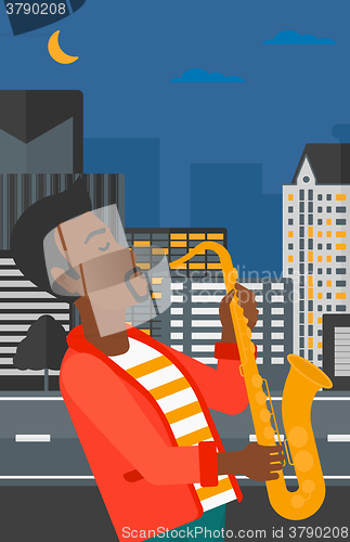 Image of Musician playing saxophone.