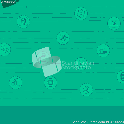 Image of Background with technology and business icons.