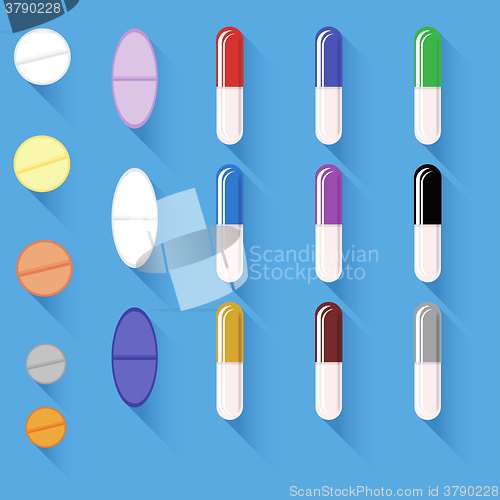 Image of Set of Different Colorful Pills