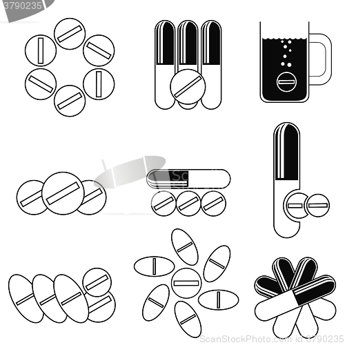 Image of Set of Different Pills Icons