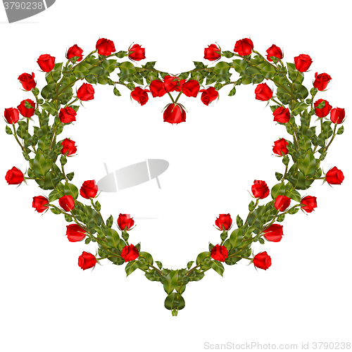 Image of Roses frame in the shape of heart. EPS 10