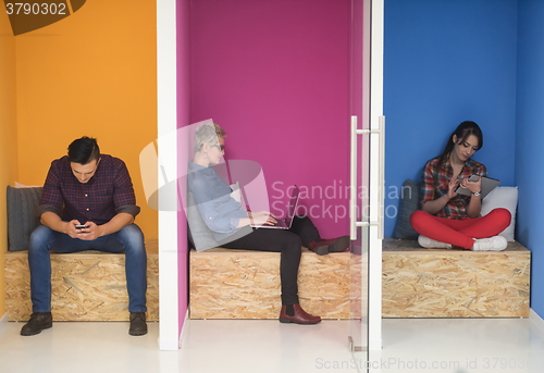 Image of group of business people in creative working  space