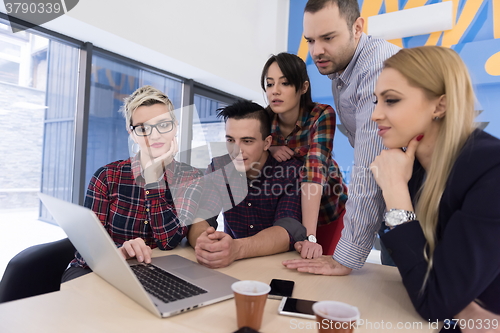 Image of startup business team on meeting at modern office