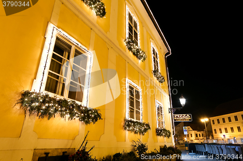 Image of Christmas decoration on building