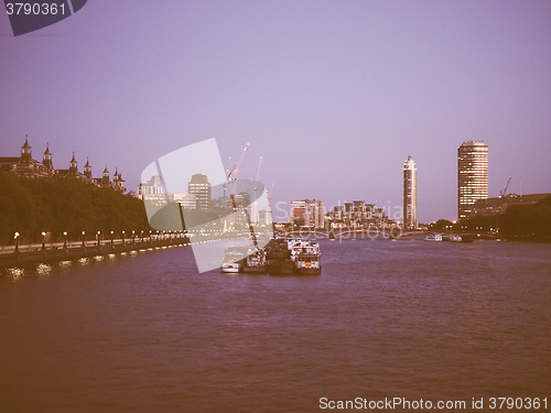 Image of Retro looking River Thames in London