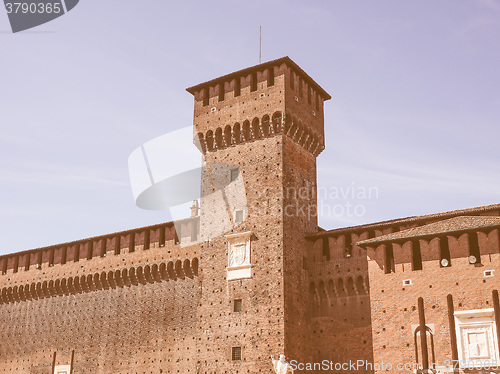 Image of Retro looking Castello Sforzesco Milan