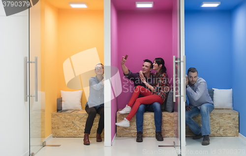 Image of group of business people in creative working  space