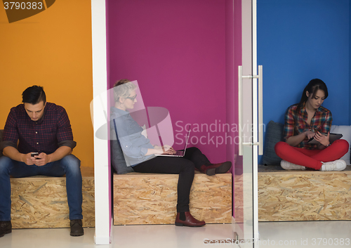 Image of group of business people in creative working  space