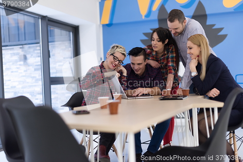 Image of startup business team on meeting at modern office