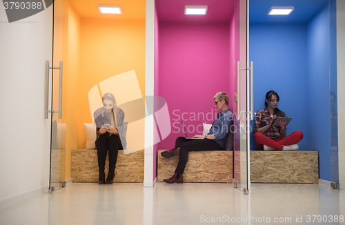 Image of group of business people in creative working  space