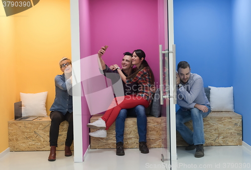 Image of group of business people in creative working  space