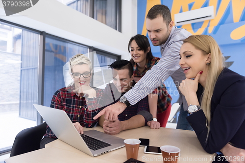 Image of startup business team on meeting at modern office