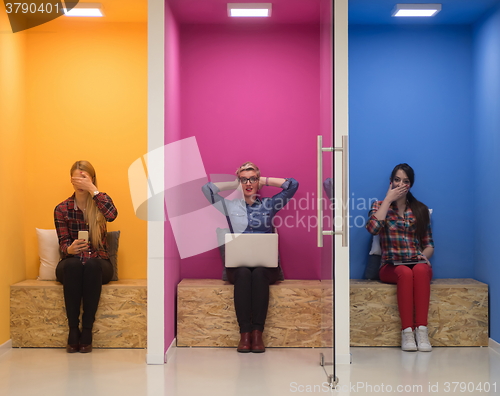 Image of group of business people in creative working  space