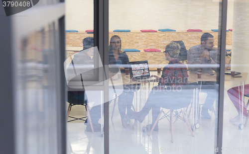 Image of startup business team on meeting at modern office