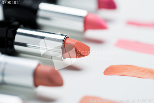 Image of close up of lipsticks range