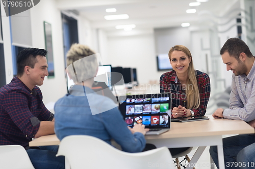 Image of startup business team on meeting at modern office