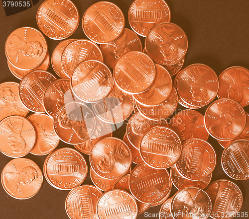 Image of  Dollar coins 1 cent wheat penny vintage