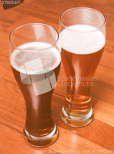 Image of Retro looking Two glasses of German beer