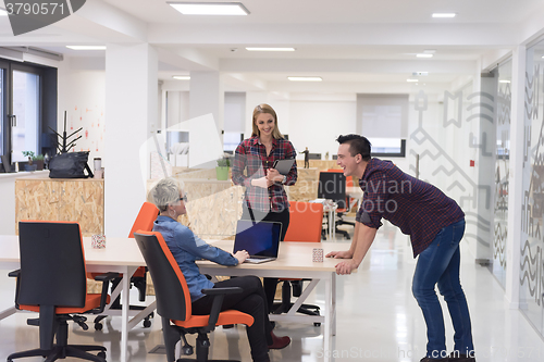 Image of business people group portrait at modern office