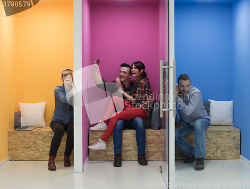 Image of group of business people in creative working  space