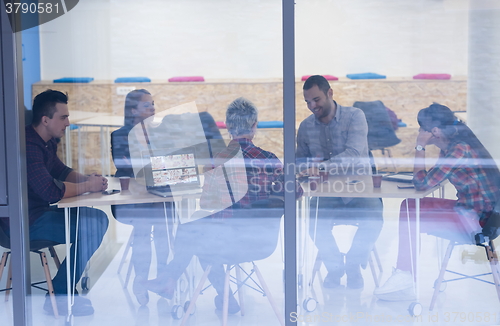 Image of startup business team on meeting at modern office