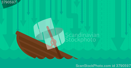 Image of Background of sinking boat and arrows moving down.