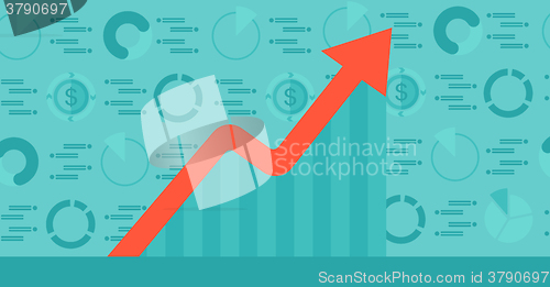 Image of Background of graph with rising up arrow and dollar symbols.