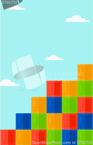 Image of Background of colorful cubes on blue sky