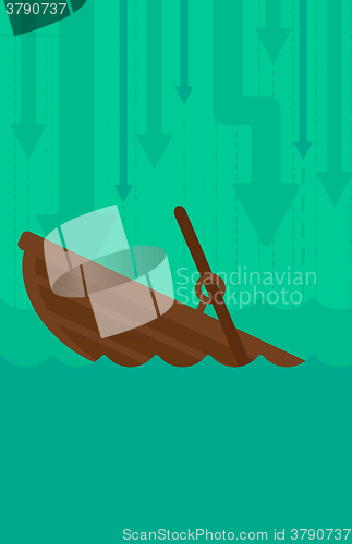 Image of Background of sinking boat and arrows moving down.