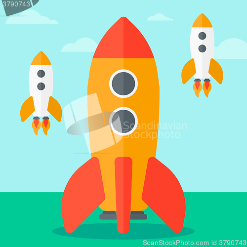 Image of Background of business start-up rockets.