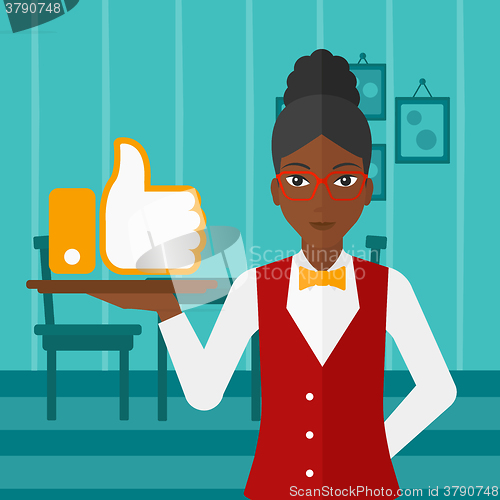 Image of Waitress with like button.