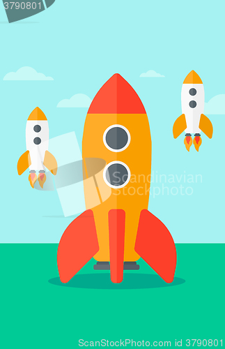 Image of Background of business start-up rockets.