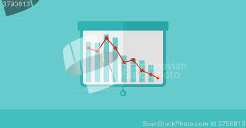 Image of Background of projector roller screen with decreasing chart.