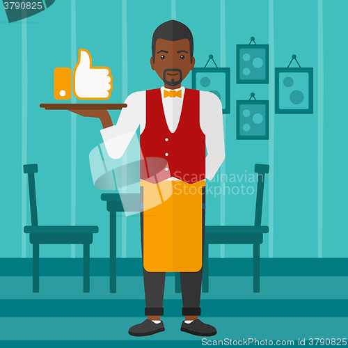 Image of Waiter with like button.