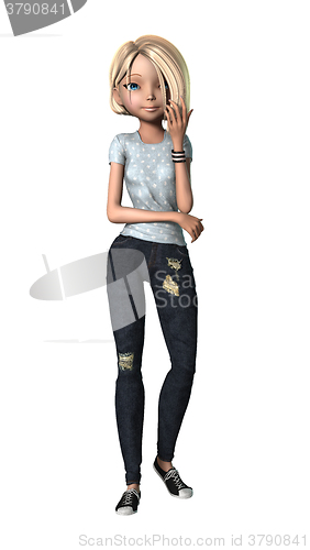 Image of Teenage Girl on White