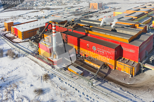 Image of Aerial view on iron and steel works factory.Russia