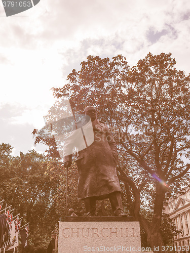 Image of Retro looking Churchill statue in London