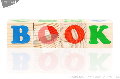 Image of Wooden blocks arranged in the word BOOK